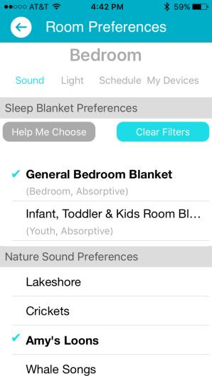 blankets or nature sounds To select a blanket, press Help Me