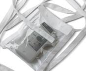 Clear-front pouch protects transmitter while patients shower.