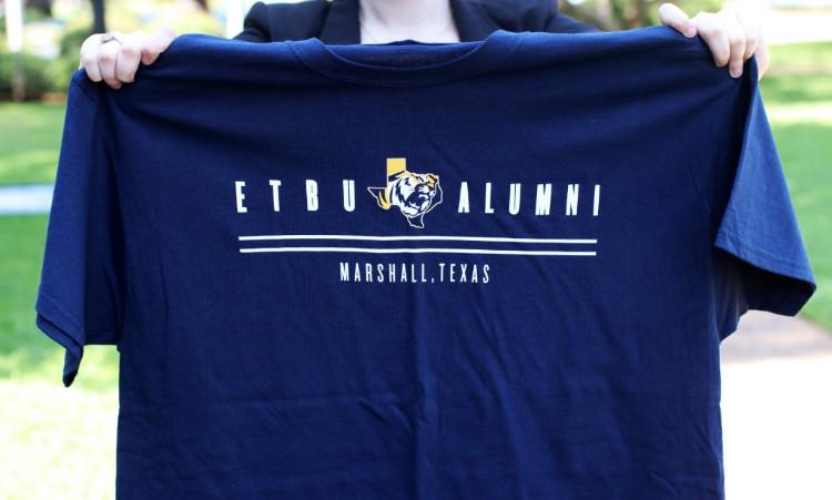 New ETBU Alumni t-shirts are now available online! Shirts are available for $20. The cost of the shirt is $10, and the balance will be a tax-deductible gift to support the ETBU Blue and Gold Fund.