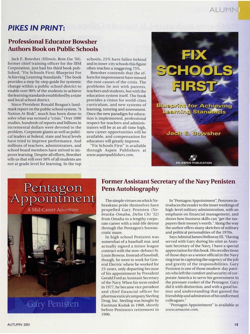 PIKE.S IN PRINT: Professional Educator Bowsher Authors Book on Public Schools Jack E.