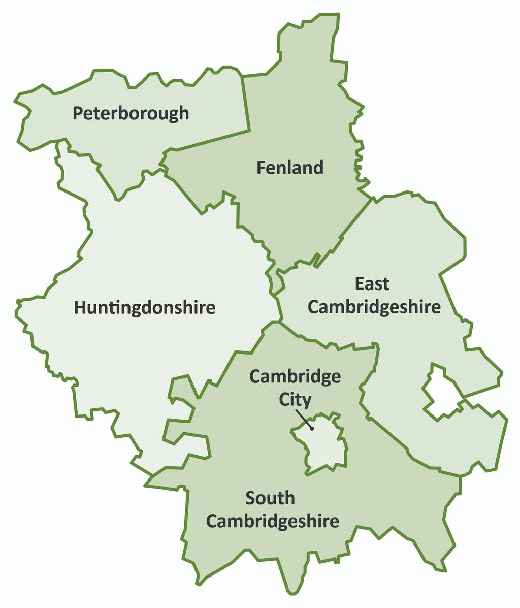 System Pressures Map of Cambridgeshire and Peterborough showing key pressures for each district: Lack of homecare provision in rural areas Lack of appropriate care facilities for younger adults with