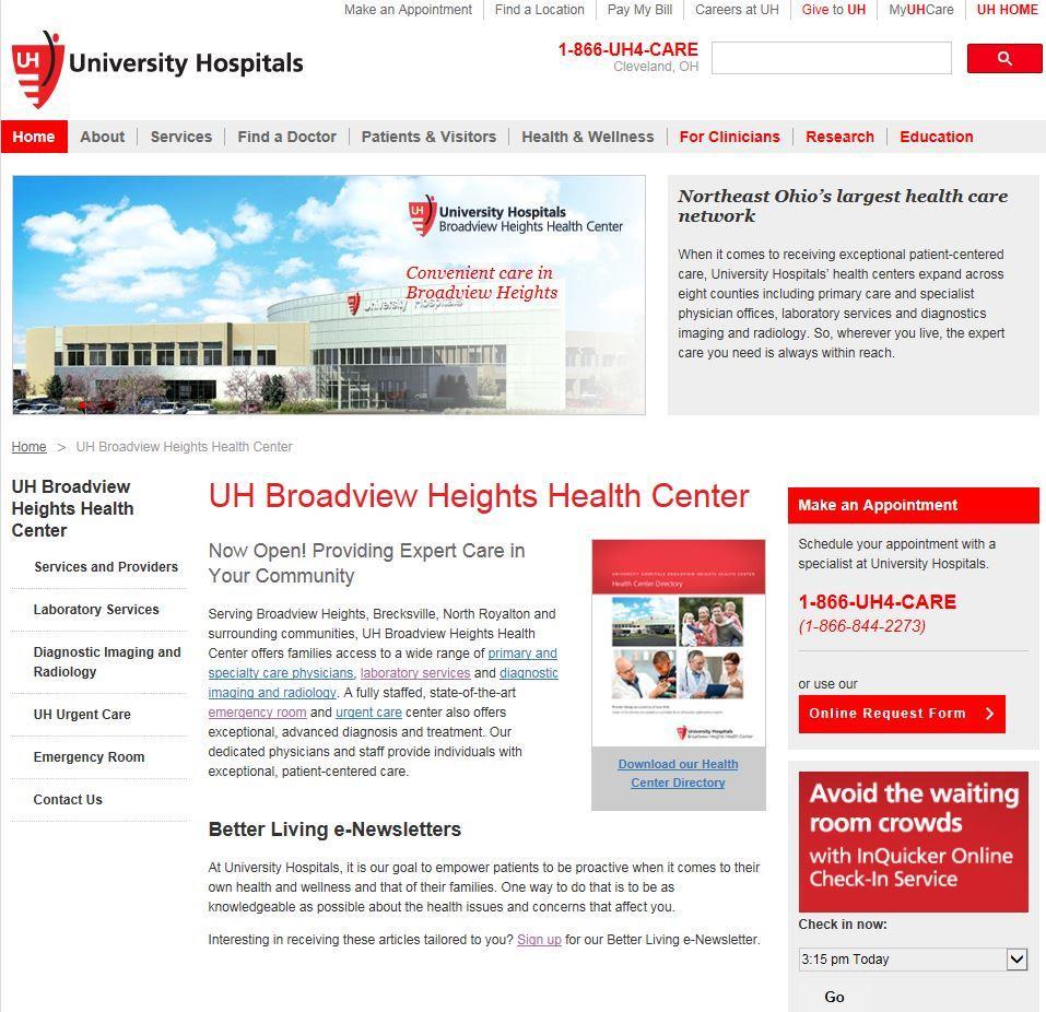 A: UH recognized the need for outpatient, primary and specialty care in the communities surrounding UH Parma Medical Center, specifically in Broadview Heights, Brecksville and the south suburban