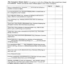 Assessment Caregiver Strain Index (CSI) Screen for strains Robinson s Caregiver Strain Index 13-question tool that measures strain related to care provision Assesses major domains: employment,