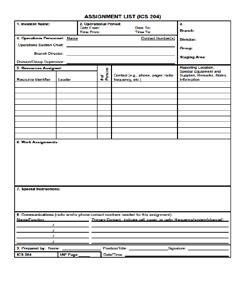 ICS Form 204 Assignment List ICS Form 204 Assignment List Visual 8-5 Section 7 is where the Safety Officer includes special instructions to each Unit.