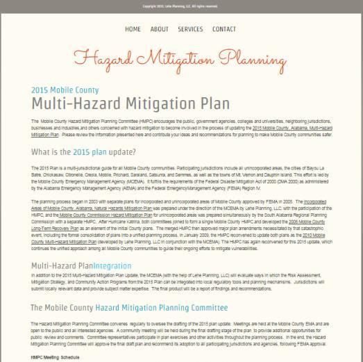 4.3 Opportunities for Public Comment on the Plan Figure 4-1 Website Image The Hazard Mitigation Planning Committee (HMPC) solicited public input into the mitigation plan throughout the drafting phase