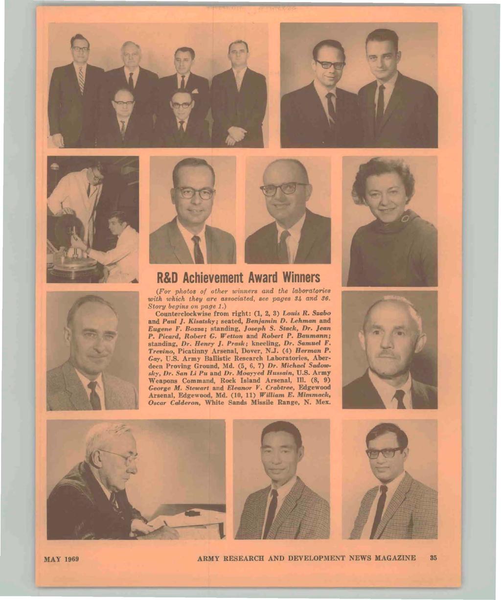 R&D Achievement Award Winners (For phouls of otlulr wi"ners alld the laboraulriee with which they are absociated, see pagee $-' and 86. Story begine on page 1.