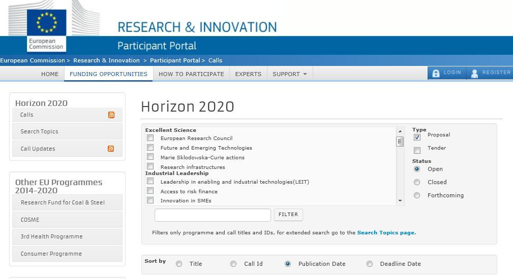 The H2020 WP 2014-2015 in the Participant Portal http://ec.europa.