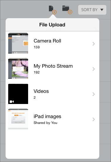 At the top of the file library, tap the add file icon.