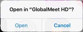 Tap GlobalMeet HD to upload to your file library. Tap More to add GlobalMeet HD to the list of apps if it is not listed.