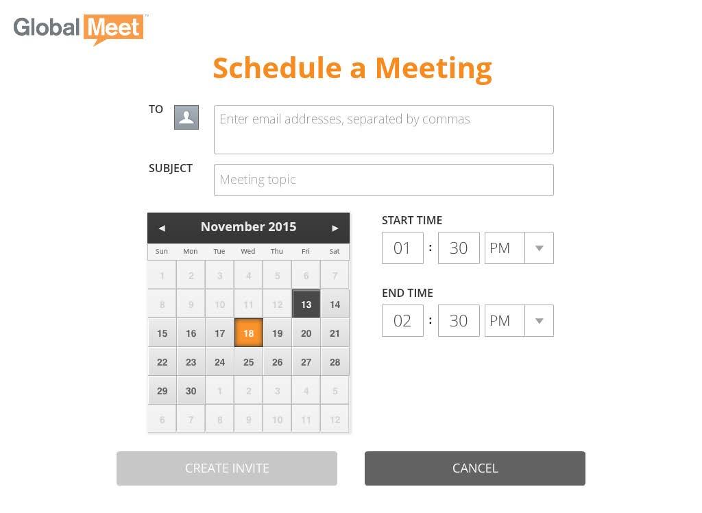 SCHEDULE A MEETING You can schedule a meeting and have GlobalMeet send an email
