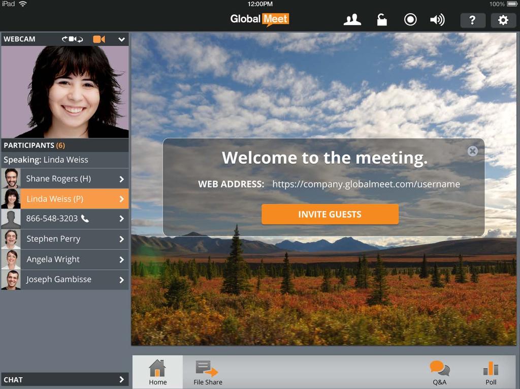 HOST A MEETING MEETING SCREEN (WEB) When you are hosting a meeting, you have full control of participants and meeting functions.