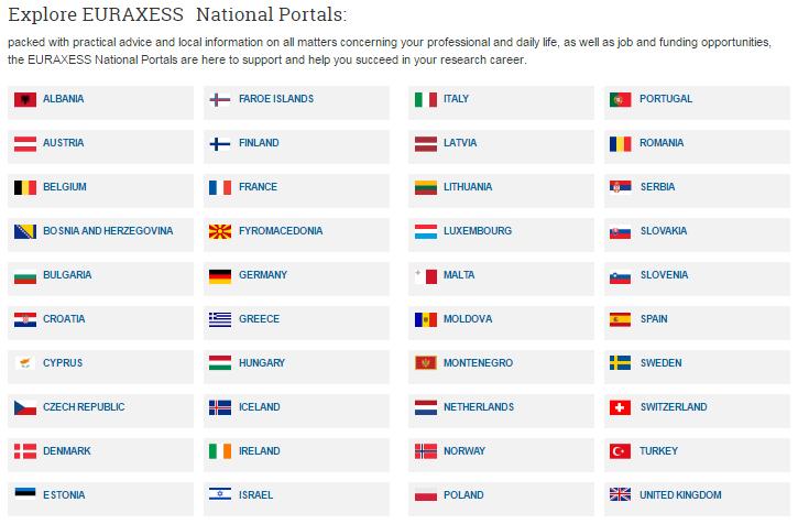 EURAXESS : RESEARCHERS IN MOTION EURAXESS NATIONAL PORTALS at European level, the EURAXESS main