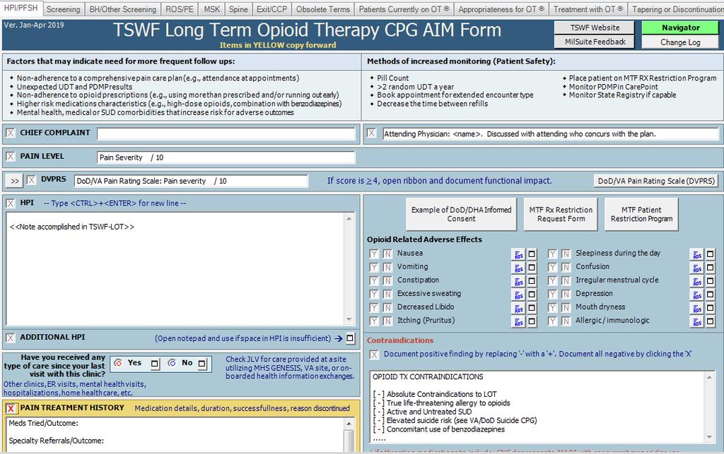 General Information on Form Use ------------------------- (Sequence of Clinical Workflow) -------------------------- Form Structure: - Mirrors clinical workflow (from left to right: intake,