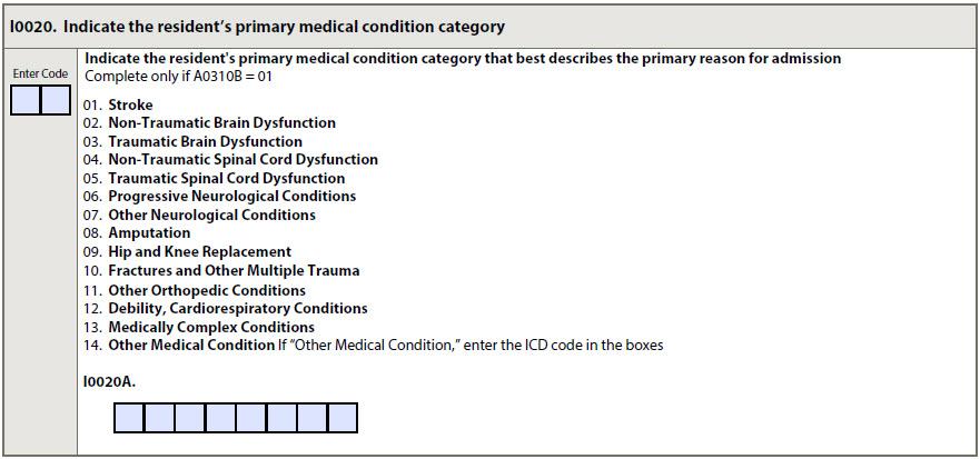 New Section J Item A new item is added in section J to record if the resident had major surgery during the 100 days prior to admission. Deleted Section M Items There are deleted items in section M.