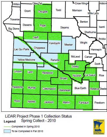 State LiDAR Project Update This project is proceeding on schedule with roughly 80% of the Minnesota River Basin project area acquired in the spring of 2010 (see map).