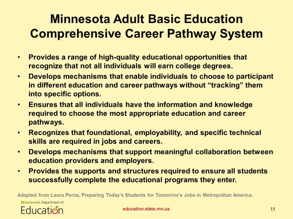 These are the guiding principles of a career pathway