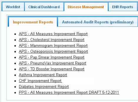 Quality Improvement Reports All Improvement Reports are drill-through reports with: Summary results for HTPN Practices, Summary results for each Provider, Patient Listing for each Provider, and