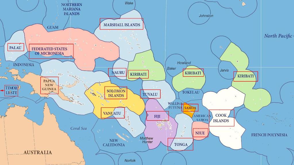 Figure 1: Pacific Island countries included in this study Source: Adapted from n National University s map of Pacific Island countries and their exclusive economic zones, available at
