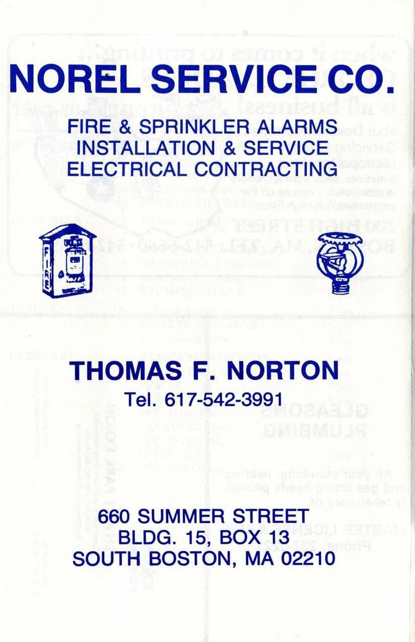 NOREL SERVICE CO. FIRE & SPRINKLER ALARMS INSTALLATION & SERVICE ELECTRICAL CONTRACTING Fg.