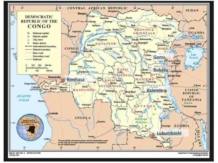 Figure 1: Map of DRC Source: UN Places visited/itinerary