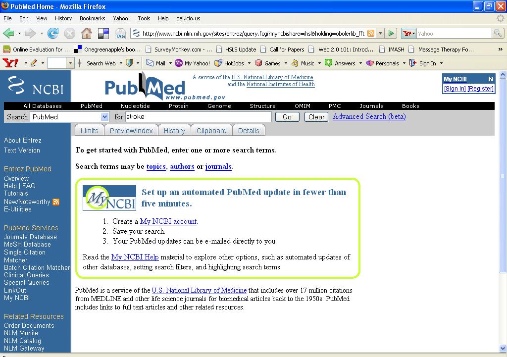 PubMed Search Screen 06/28/2007
