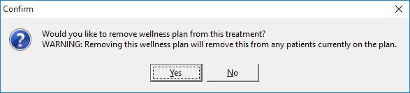 Removing a Wellness Plan from Treatments Wellness Plans are removed from a Treatment from the treatment s Plan Entries tab. 1.
