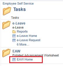 Select Tasks folder below the Electronic Service Record Select