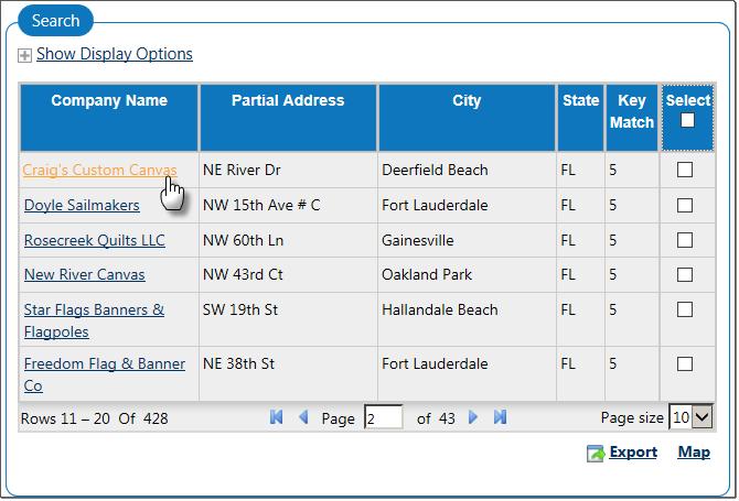 Search Results Screen and Employer Details screen The Employer Details screen has several links that allow users to visit the company s website, send a letter, learn more about the employer, etc.