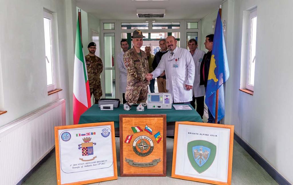 In late November MNBG(W) CIMIC personnel, in the presence of the MNBG-W Commander, Colonel Enzo Ceruzzi, delivered medical supplies including a defibrillator to the Decan / Decani Health Centre.