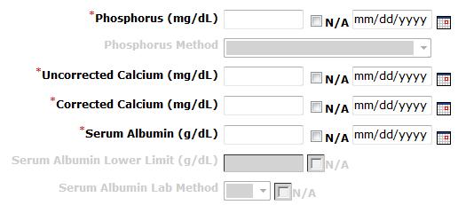 Mineral Metabolism Phosphorus Method options include: Plasma Serum Unable to be Determined (UTD) Serum Albumin Lab Method options include: Bromocresol Green (BCG) Bromocresol Purple (BCP) 42 ESA