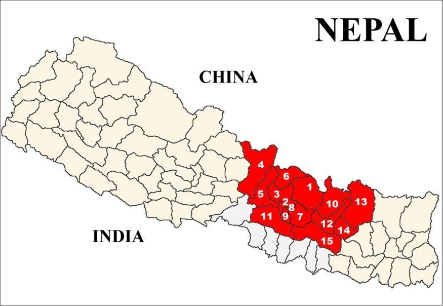 Map 1: Major 15 earthquake affected districts Casualties in Nepal (Till May 1st): Total toll: 6,621 Injured: 11,413 S.N. District Name Deaths 1. Sindhupalchok 2400 2. Kathmandu 1152 3. Nuwakot 759 4.