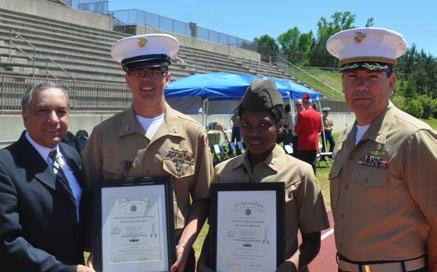 Downey; JROTC Cadet Ayesh Whitt; and Major Jason York, U.S. Marine Corps, retired, Senior Marine Instructor.
