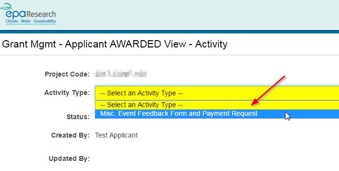 5. You will be brought to the New Activity window. Select the option Misc.