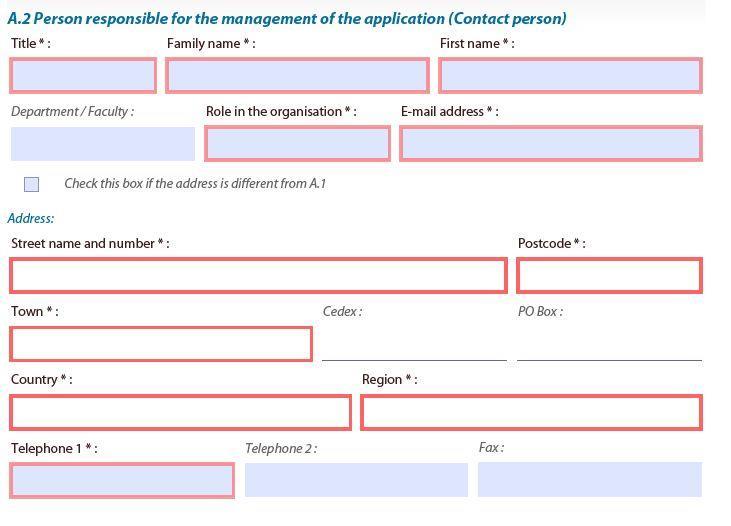 application (contact person) in your organisation.