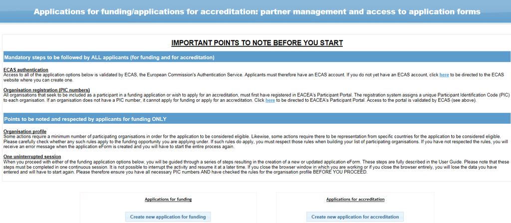 B. Generating the electronic application form (eform) Once you have your PIC, the eform can be generated by going to the Participant Partnership Management Tool: