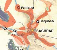 Map 1: Areas of AQI Control in Baghdad in December, 2006 (Source: MNF Iraq) AQI not only used the belts to project force into Baghdad, but also south of the capital into northern areas in Babil and