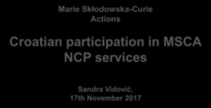 MSCA NCP services