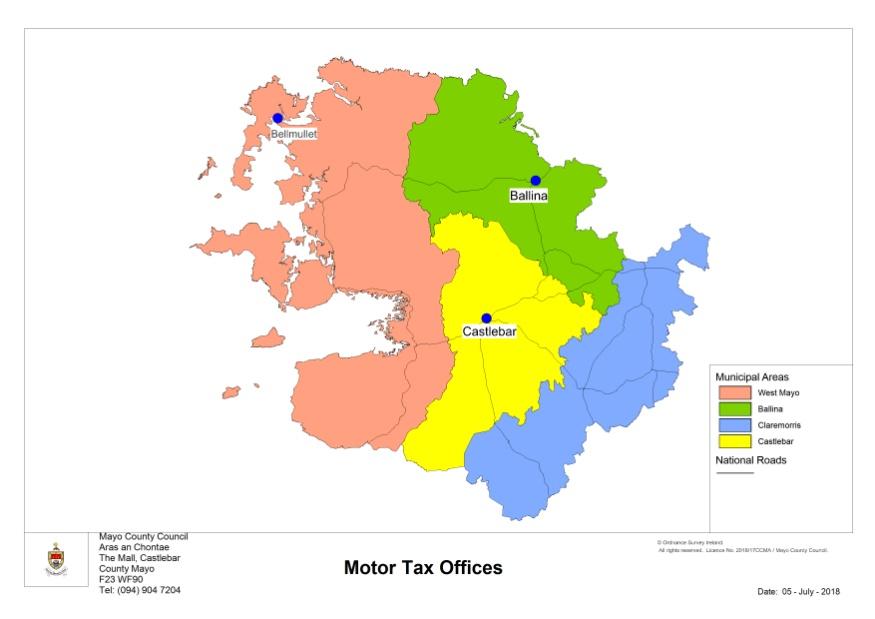 Motor Taxation This service is delivered through our three strategically located offices within Mayo.