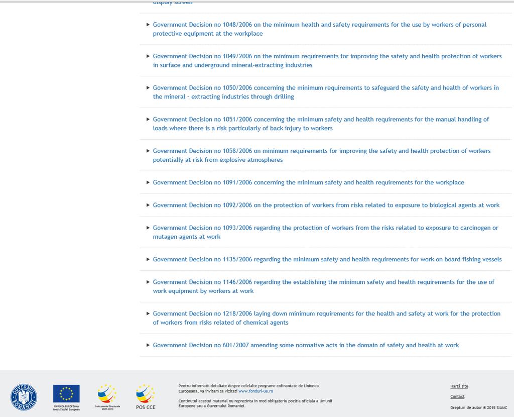 English version of Romanian legislation concerning chemicals http://www.inspectiamuncii.