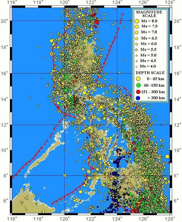 Seismicity (1907-2000) Magnitude 4 or greater ~ average 20 per day earthquakes recorded