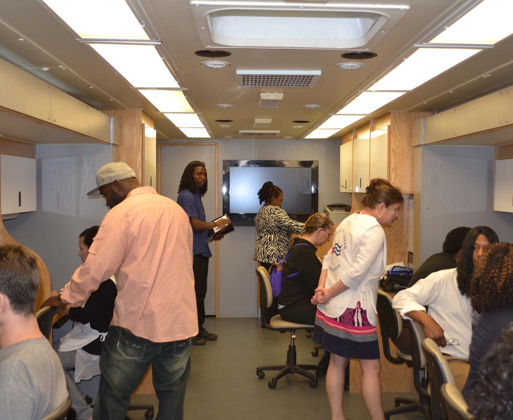 Above right, The mobile Career Center, which is managed by the Alabama Department of Labor, is deployed to major job fairs and hiring events and can be requested for specific events or by employers.