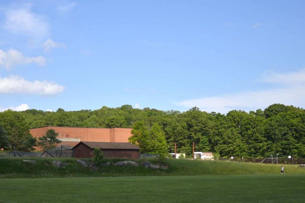 The old Blacksburg High School and athletic fields, May 18, 2017. The athletic fields are still frequently used by Blacksburg residents which complicates the privatization of the property.