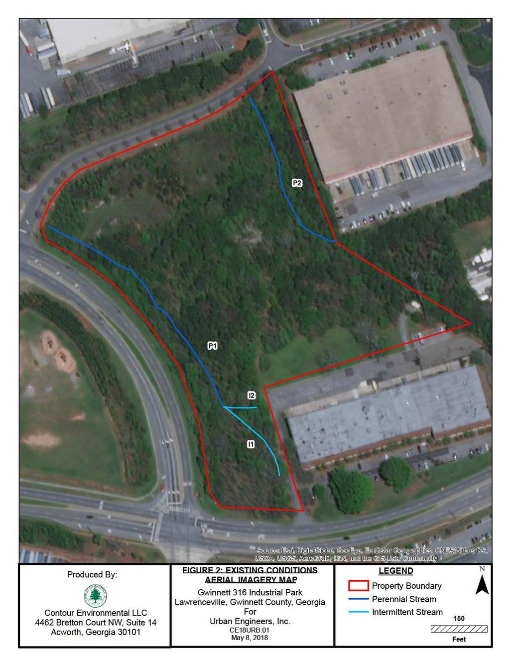 FGURE 2 EXSTNG CONDTONS Produced By: AERAi MAGERY MAP Gwinnett 316 ndustrial Park Lawrenceville, Gwinnett County, Georgia Contour Environmental LLC For 4462 Bretton Court