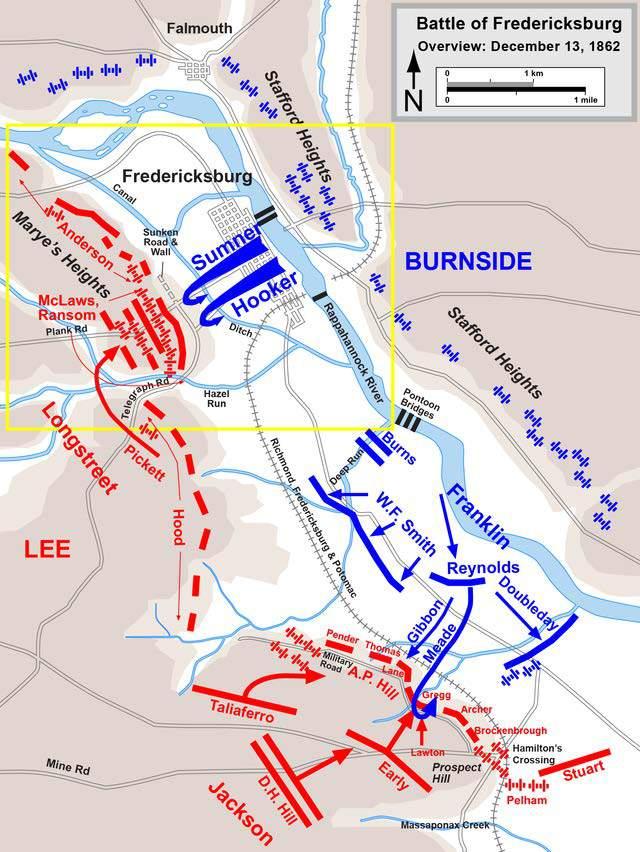 Union attacks could not break through the Confederate lines at Fredericksburg. Burnside then gave up trying to attack the Confederates at Fredericksburg. Admitting his failure, Burnside resigned.