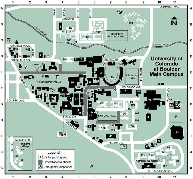 UNIVERSITY OF COLORADO CAMPUS MAP 6 CU Campus Facilities: Carlson Gym Building 5 Building 2 Farrand