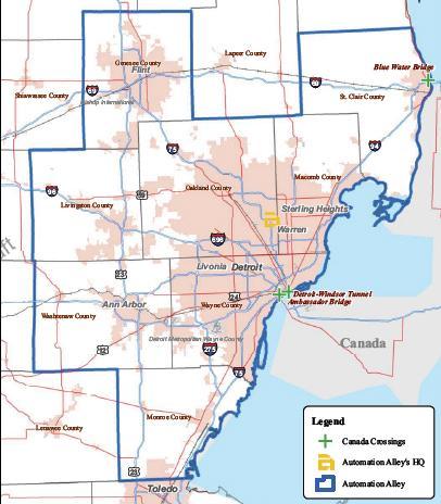 Southeast Michigan Assets Contains ½ of Michigan s population ½ of Michigan s employment