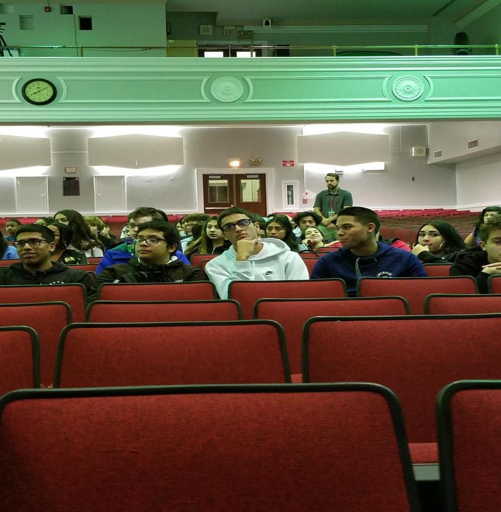 Caption: Weehawken High School history students listened attentively as the Township School District