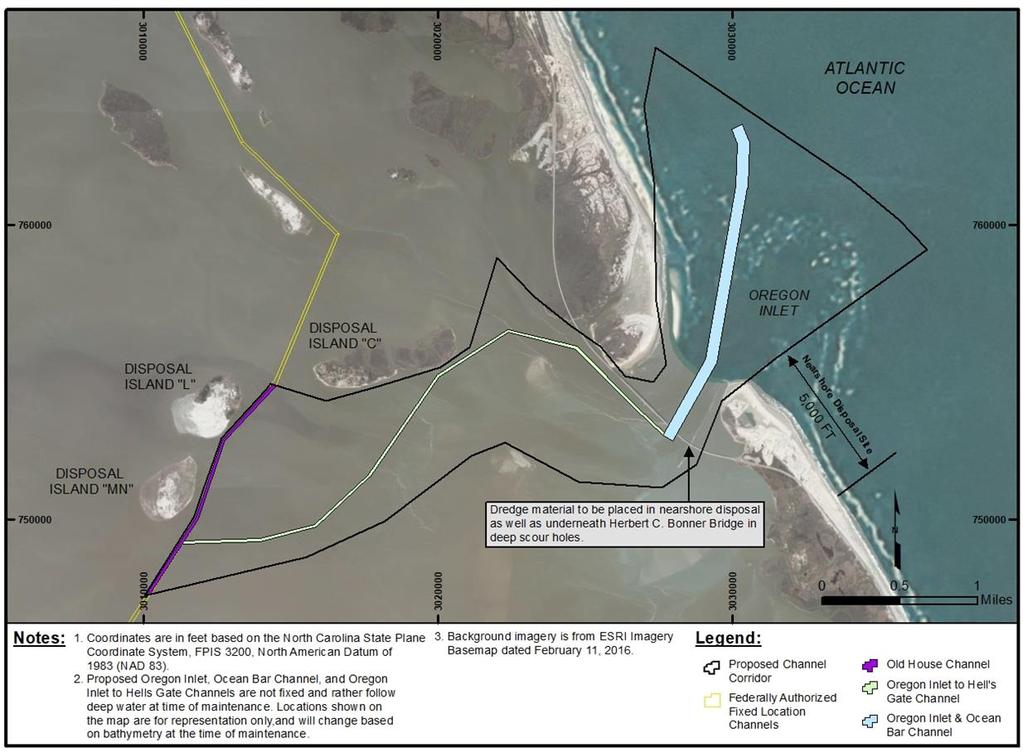 The nearshore disposal sites for material dredged under this authorization would be identical to what is currently authorized by the Corps.