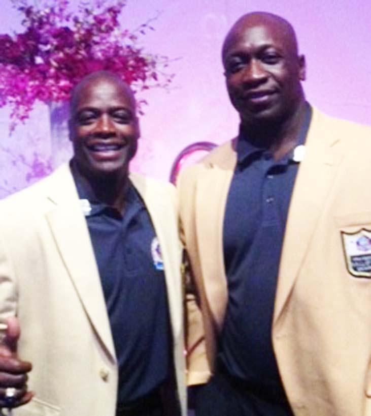 Javelina Hall of Famers Darrell Green, left, and John Randle, former Javelina players in the Pro Football Hall of Fame, were together at the recent 50th anniversary celebration of the Hall in Canton,