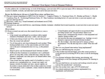 Pressure Ulcer CE Pathway (CMS-20078) Triggered Pathway Observations Resident/Representative Interviews Staff Interviews Record Reviews 40 # 11 most frequently cited F-tag (STD) 2,204 citations